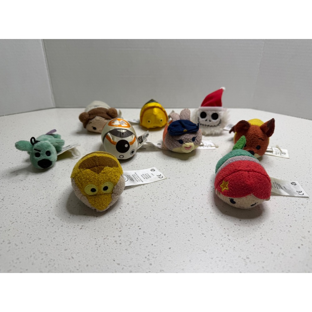 Disney Tsum Tsum Mini Plush Lot of 9 Star Wars Zootopia Ariel Jack Skellington